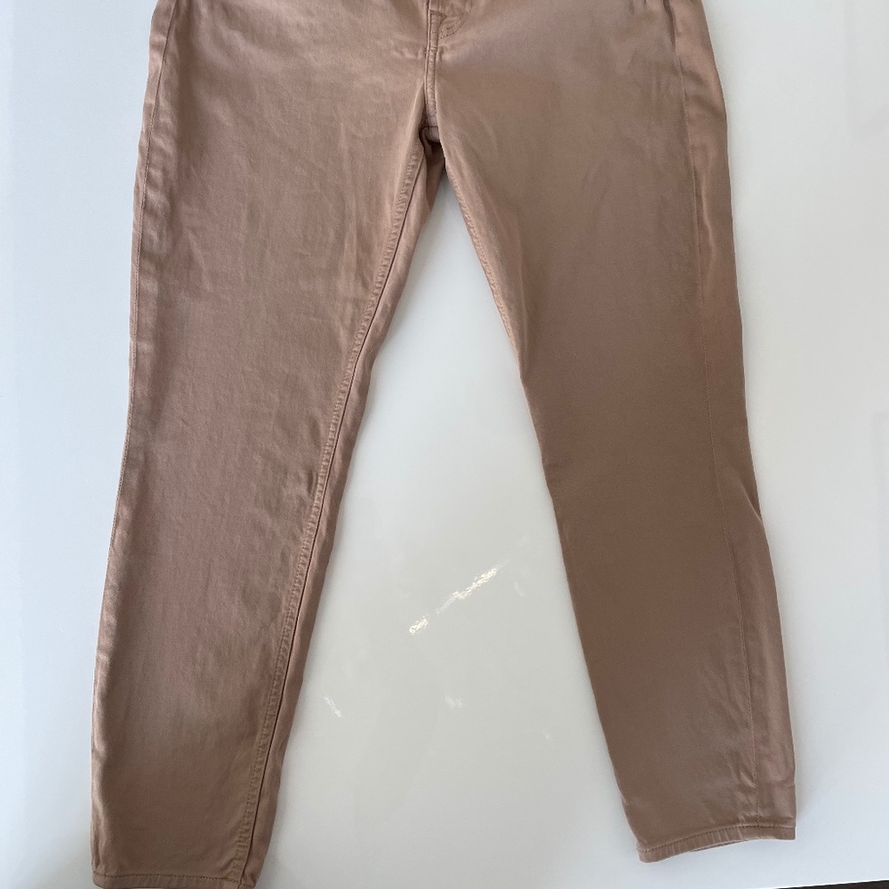Jen7 By 7 For All Mankind Women's Sateen Ankle Skinny Jeans Beige Size 12